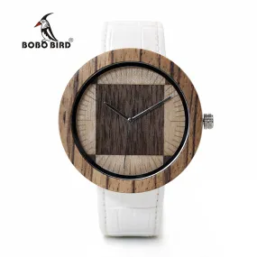 BOBO BIRD WO13O14 Zebra Wenge Wooden Watches for Men Women Two Wood Dial Face Quartz Watch with Wood Box