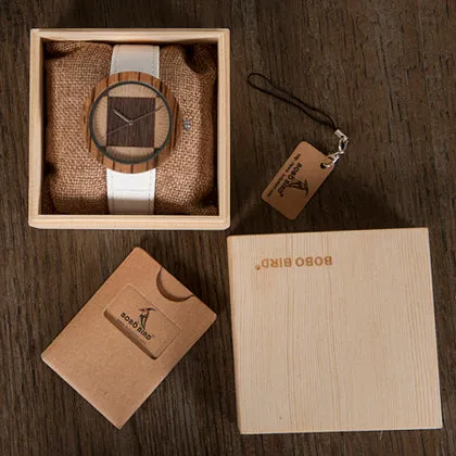 BOBO BIRD WO13O14 Zebra Wenge Wooden Watches for Men Women Two Wood Dial Face Quartz Watch with Wood Box