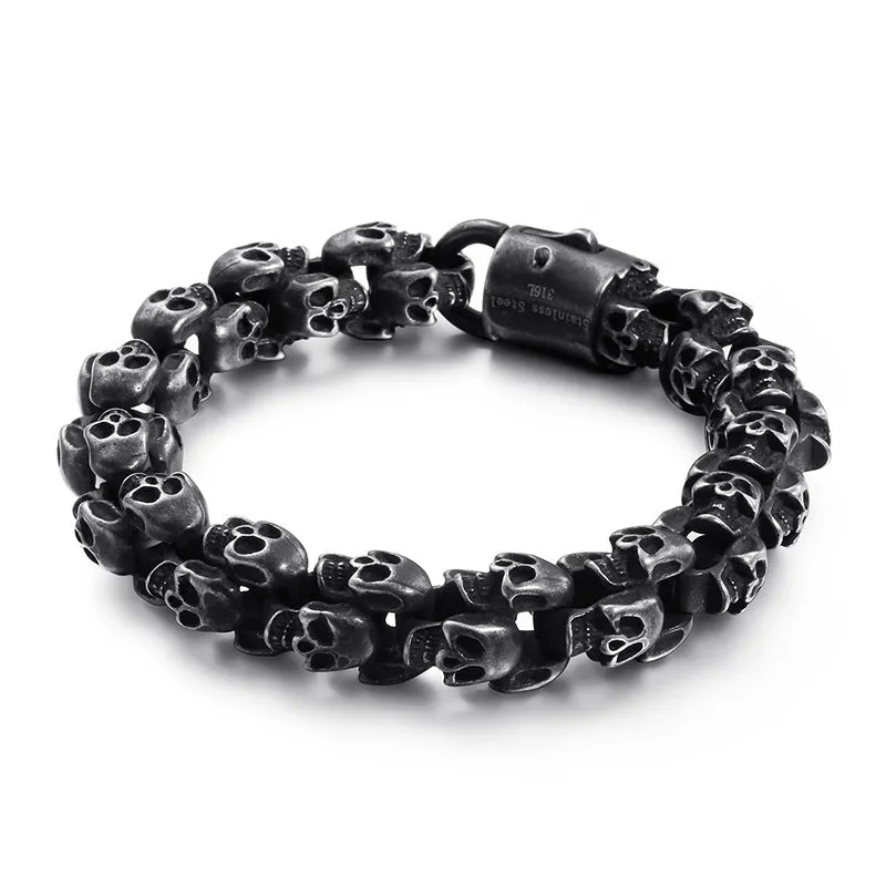 Bold Men's Skull Bracelet - Trendy Punk Titanium Steel Jewelry