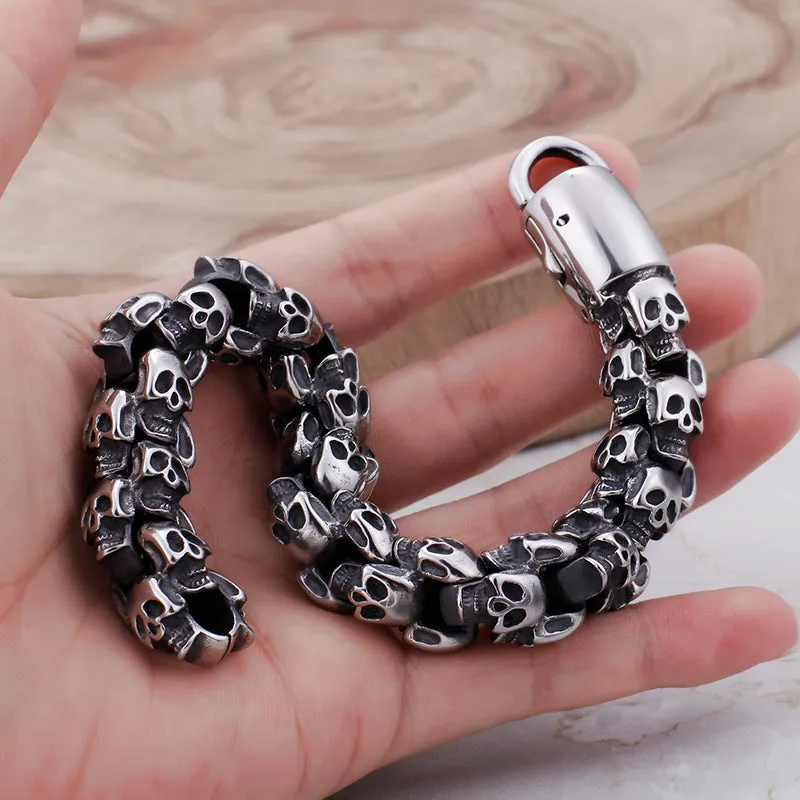 Bold Men's Skull Bracelet - Trendy Punk Titanium Steel Jewelry