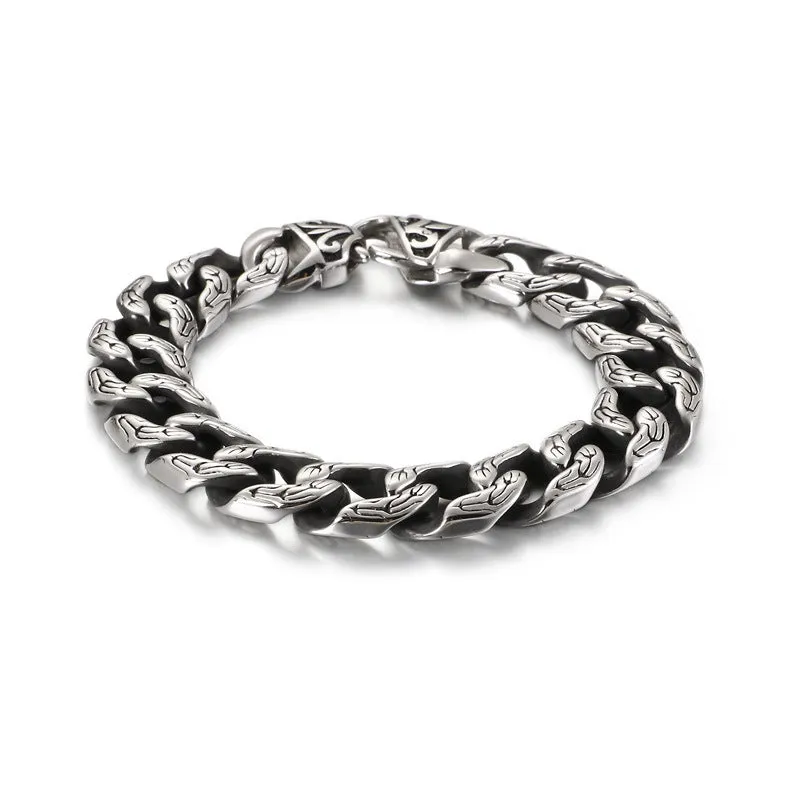 Bold Titanium Steel Skull Bracelet for Men - European and American Punk Style