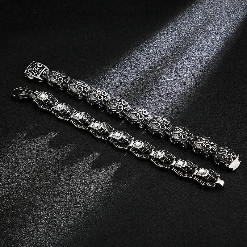 Bold Vintage Skull Men's Titanium Steel Bracelet - European and American Retro Design