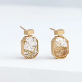 Bottle vertical rutilated quartz earrings