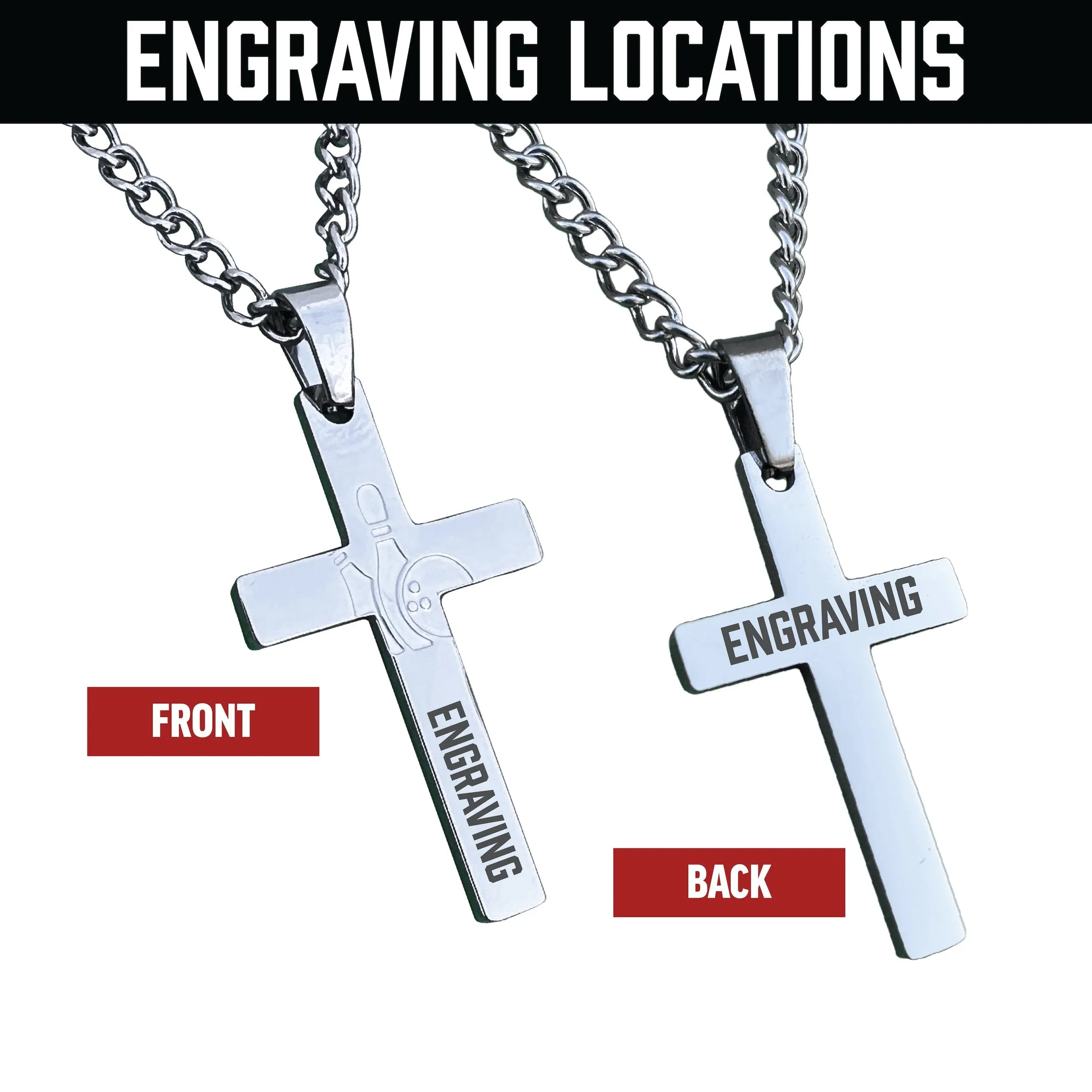 Bowling Cross Pendant With Chain Necklace - Stainless Steel