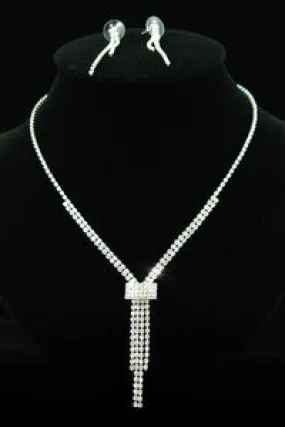 Bridal Crystal Rhinestone Necklace Earrings Set XS1067