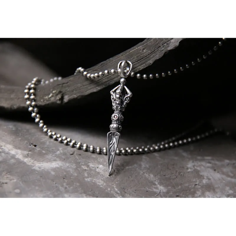 Buddha Stones 925 Sterling Silver Dorje Vajra Enlightenment Necklace Chain Pendant