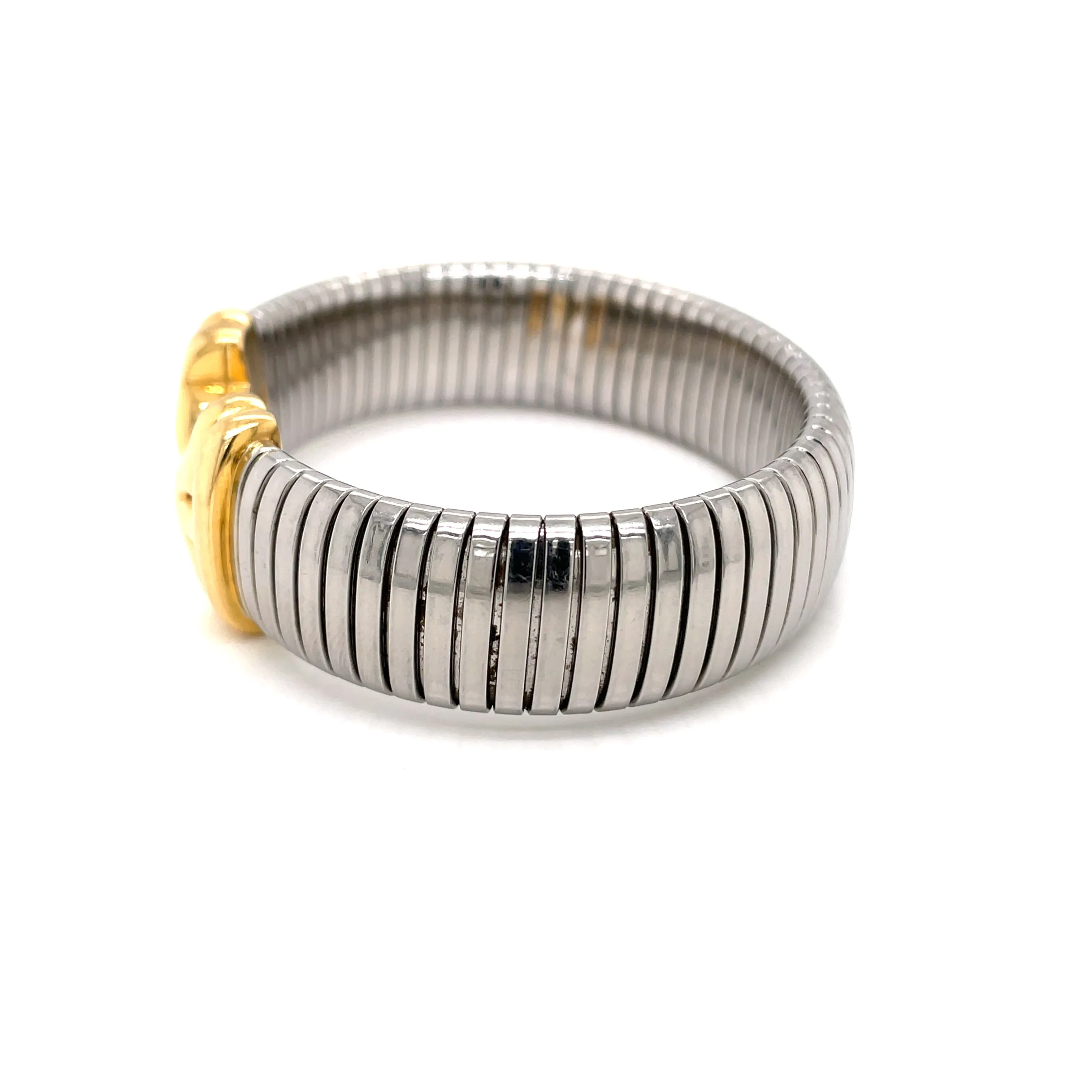 Bulgari Parentesi Steel & Gold Tubogas Cuff Bracelet