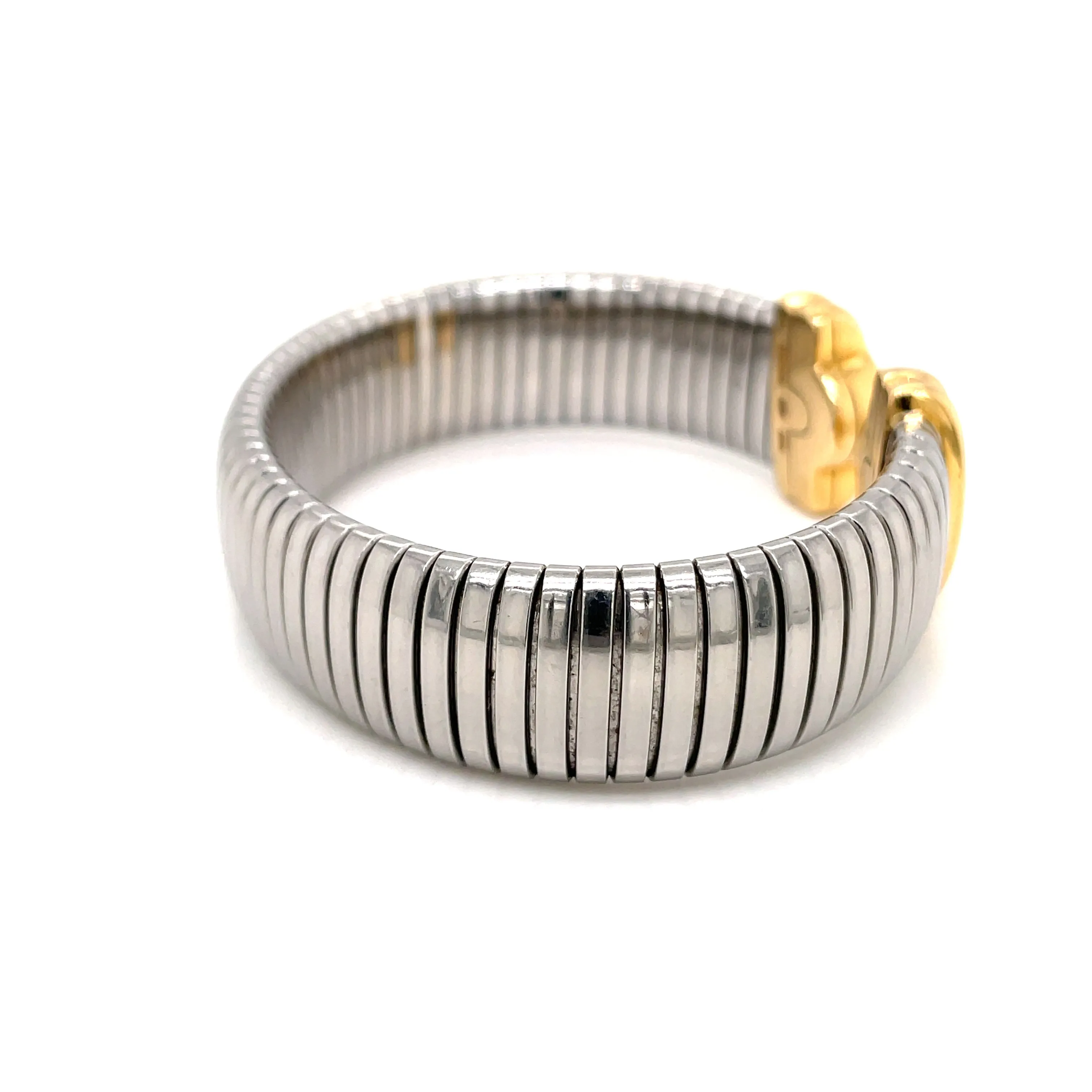 Bulgari Parentesi Steel & Gold Tubogas Cuff Bracelet