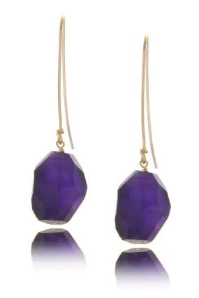 BY THE STONES AMETHYST Long Hook Earrings