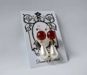 Carnelian and Pearl Earrings