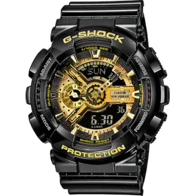 CASIO GA-110 Series Analog-Digital Black and Gold Watch #GA-110GB-1AER