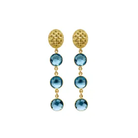 Catherine Gold Lattice & Triple Blue Quartz Earrings