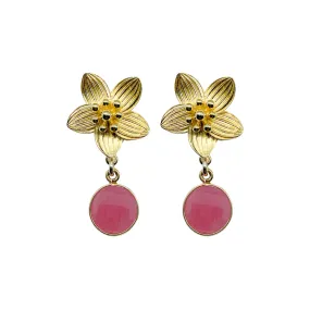 Cecile Pink Jade Drop Earrings