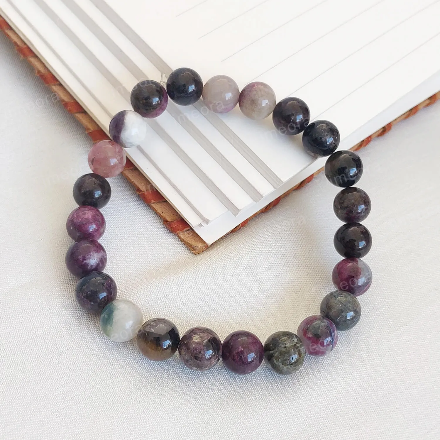 Certified Multi Tourmaline 8mm Natural Stone Bracelet