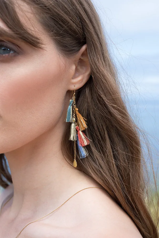 Chan Luu Multi Metallic Tassel Earrings (Pre-Oder)