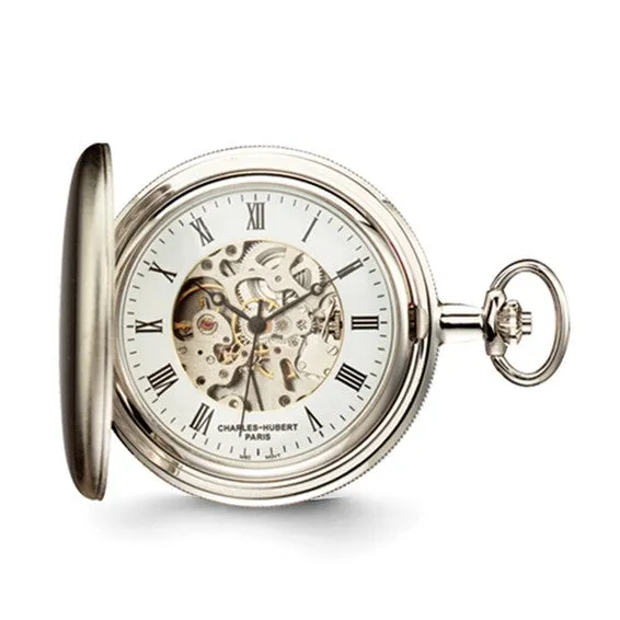 Charles Hubert Satin Chrome Finish Brass Pocket Watch