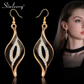 Charm White Black Enamel Gold Leaf Drop Earrings Fashion Jewelry