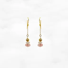 Cherry Quartz Earrings Gold