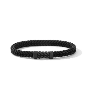 Chevron Black Rubber Bracelet with Black Titanium, Size Medium