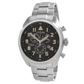 Citizen Men's Chronograph Watch - Eco-Drive Black Dial Titanium Bracelet | AT2480-81E