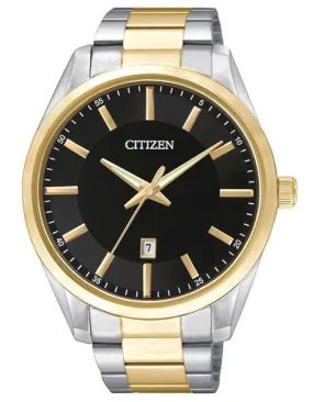 Citizen Quartz Mens Watch - Black Dial - Two-Tone - Bracelet - Date - 30m