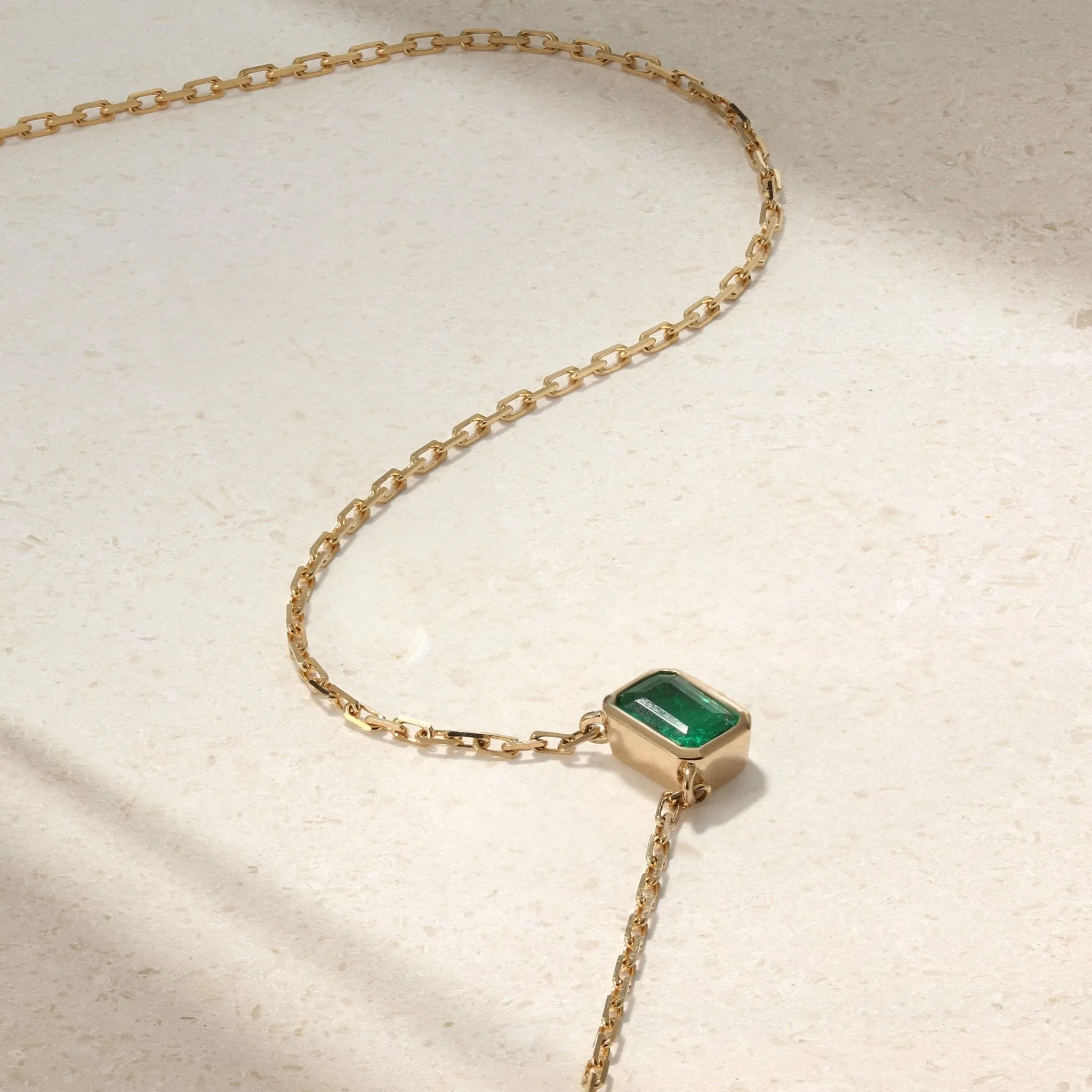 Classic Bezel Solitaire Emerald Necklace