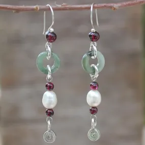 Clouds of Pearl Multi-Gem Sterling Silver Beaded Earrings