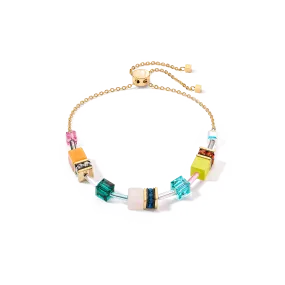 Coeur De Lion GeoCUBE® Iconic Nature Gold Multicolour Crystal Bracelet