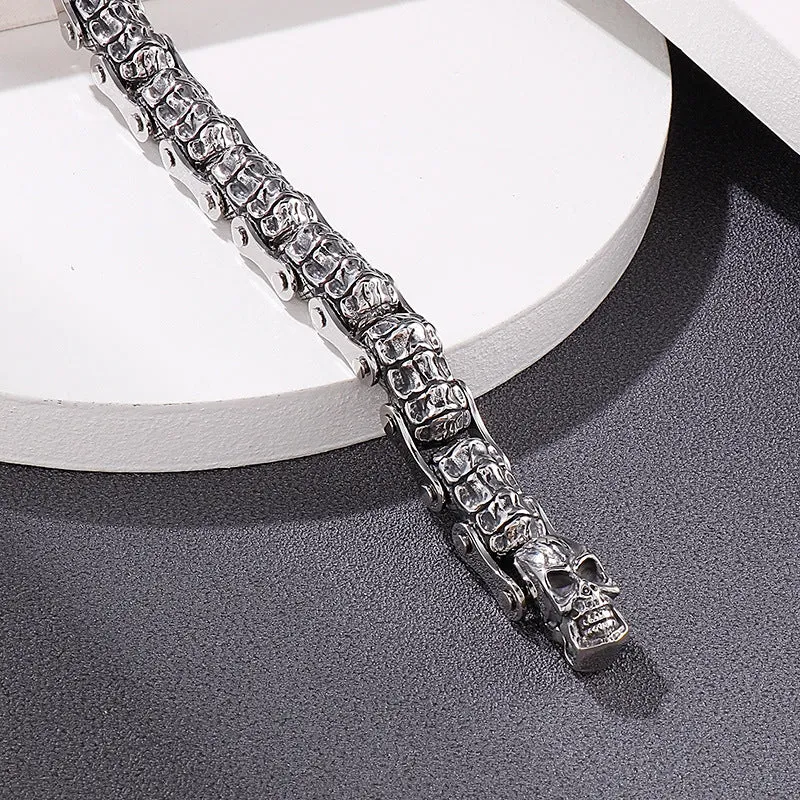 Creative Skull Chain Titanium Steel Bracelet for Men - Vintage Style from Europe and the USA