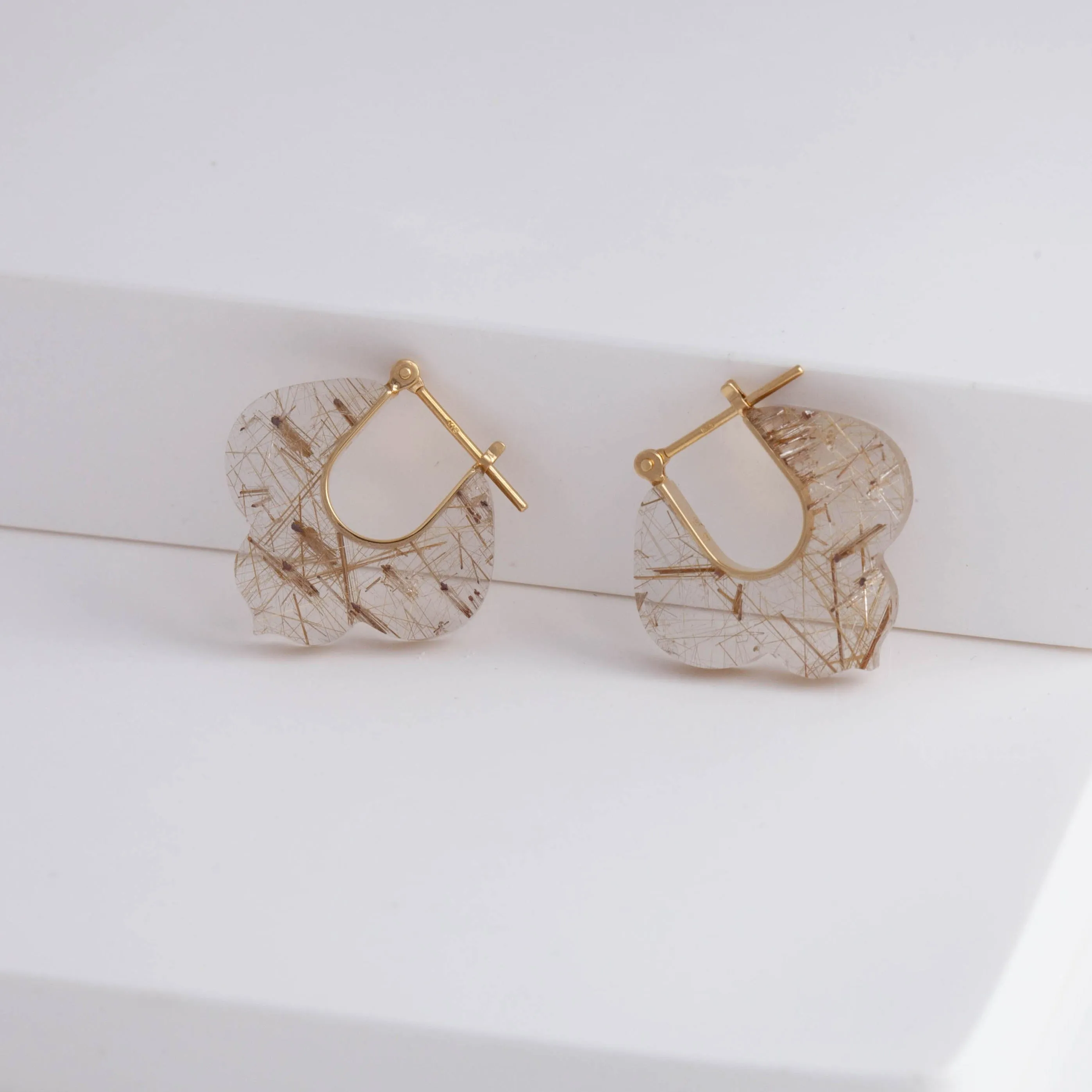 Crest rutilated quartz Lily earrings