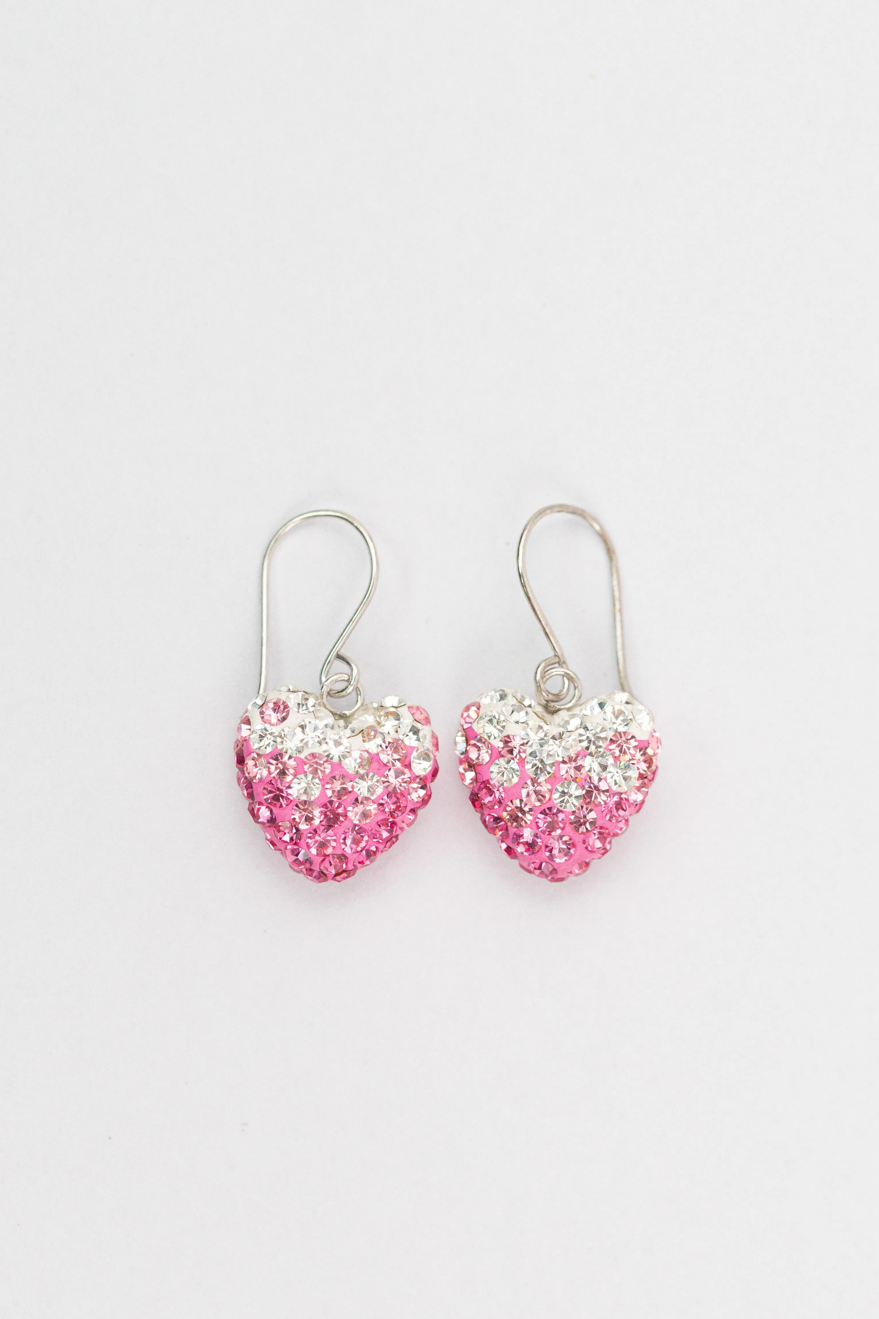 Crystal Pave Ombre Heart Dangling Silver Earring