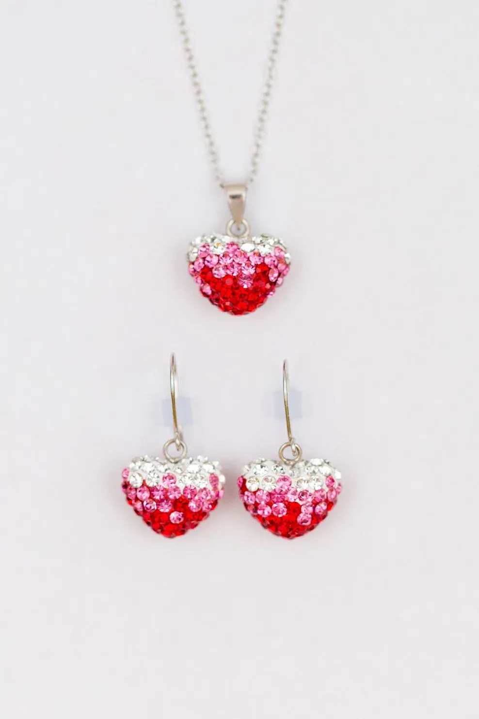 Crystal Pave Ombre Heart Dangling Silver Earring