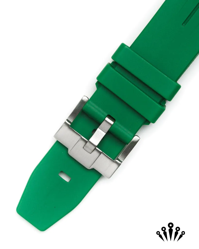 Curved End Rubber Watch Strap - Green