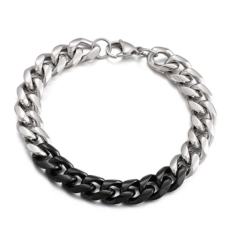 Custom Trendy Multi-Color Titanium Steel Bracelet for Men - European and American Style