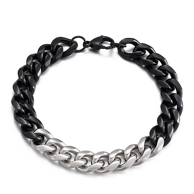 Custom Trendy Multi-Color Titanium Steel Bracelet for Men - European and American Style