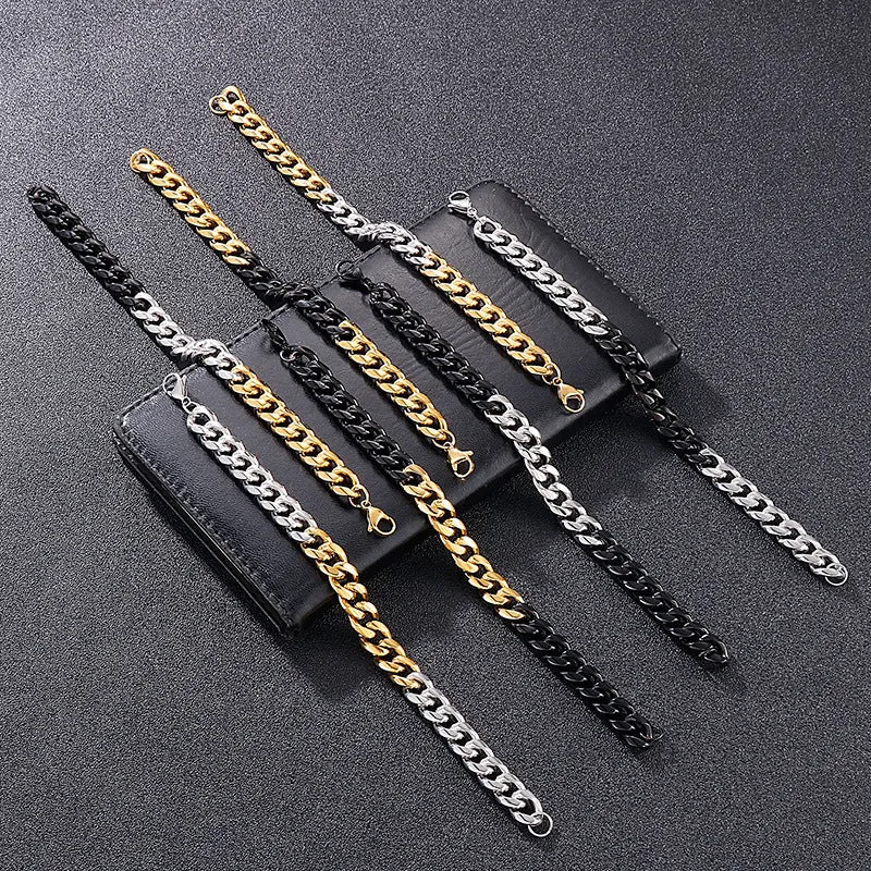 Custom Trendy Multi-Color Titanium Steel Bracelet for Men - European and American Style