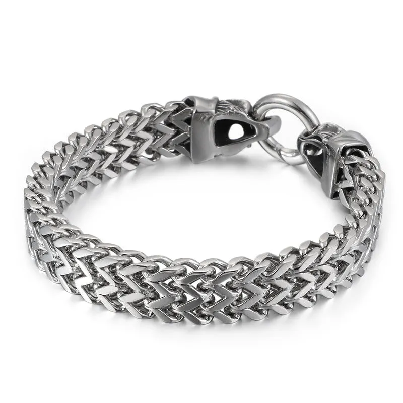 Customizable Punk Skull Bracelet for Men - European and American Cast Titanium Steel with Stainless Steel Ghost Head Design