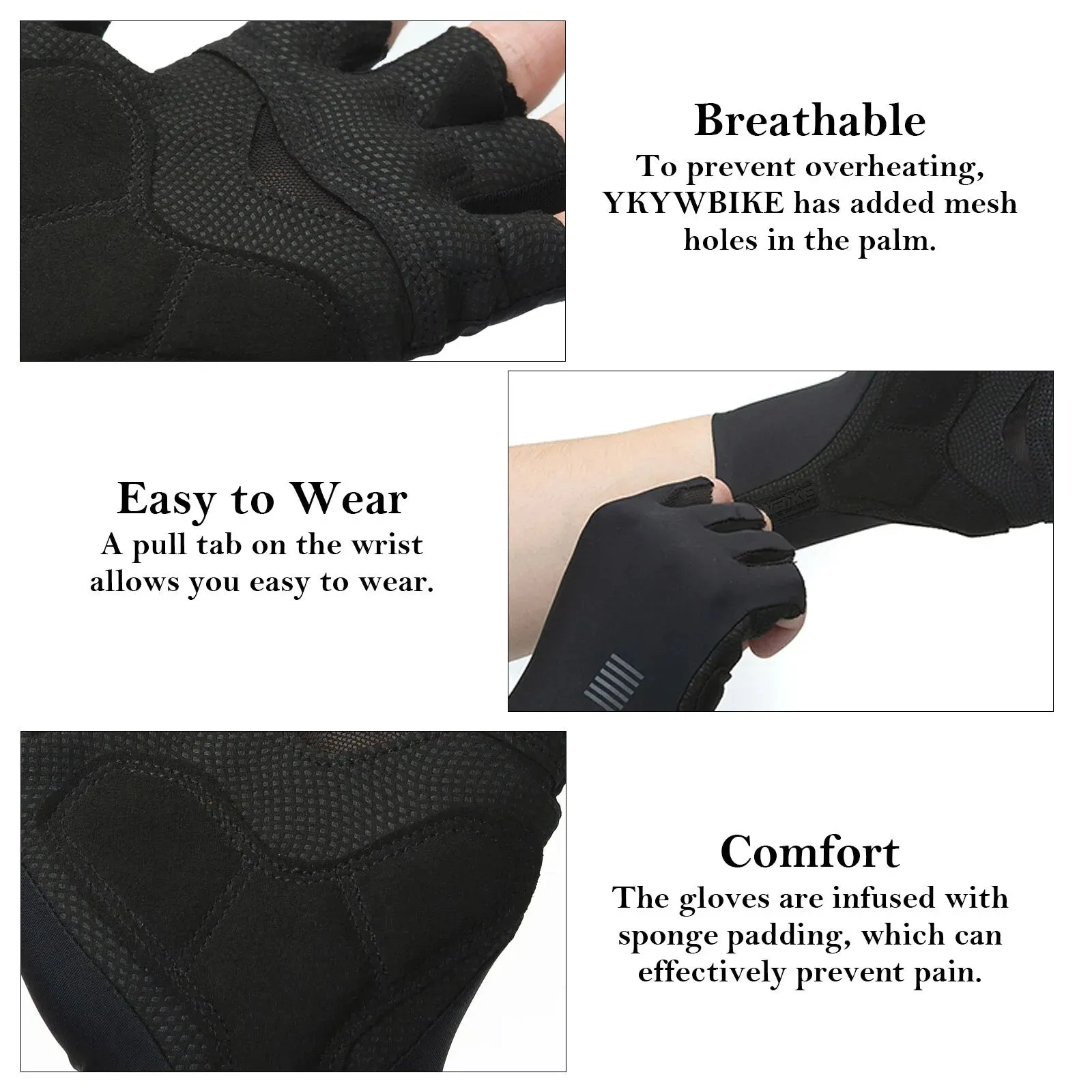 Cycling Gloves MTB Bike Gloves Sports Half Finger Sports Fitness Riding Goves Men Women Breathable Shockproof Bicycle Gloves