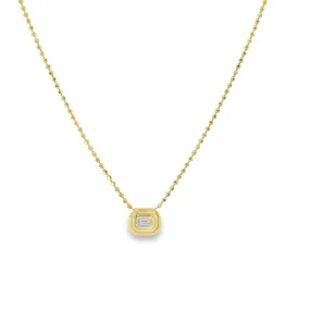 Deco Emerald Cut Diamond Ball Chain Necklace