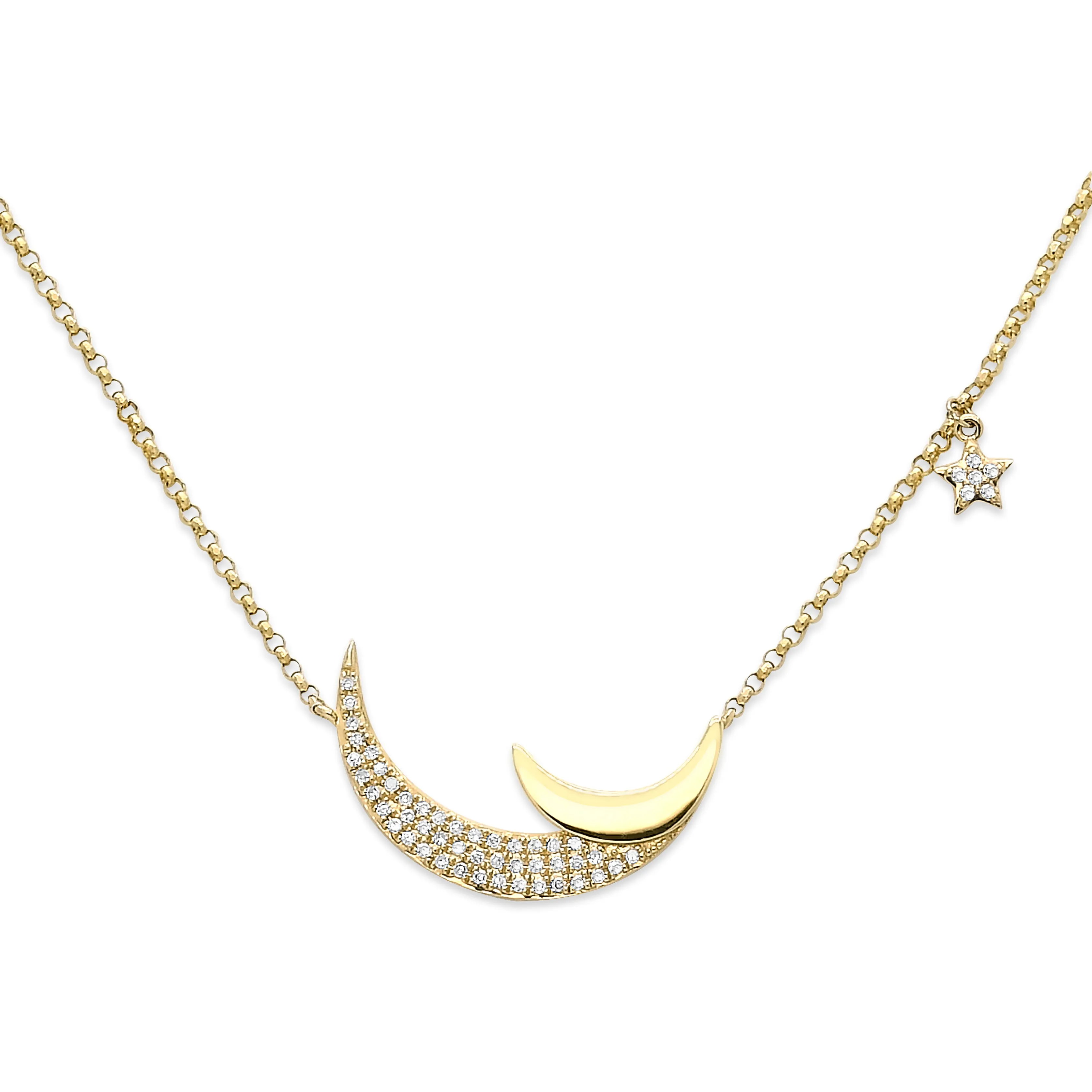 Diamond Moon & Star Necklace