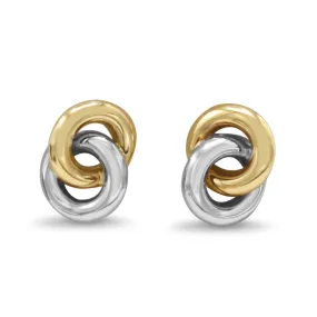 Double Circle Earrings - 9ct Yellow, White Gold