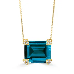 Doves Diamond Necklace with London Blue Topaz