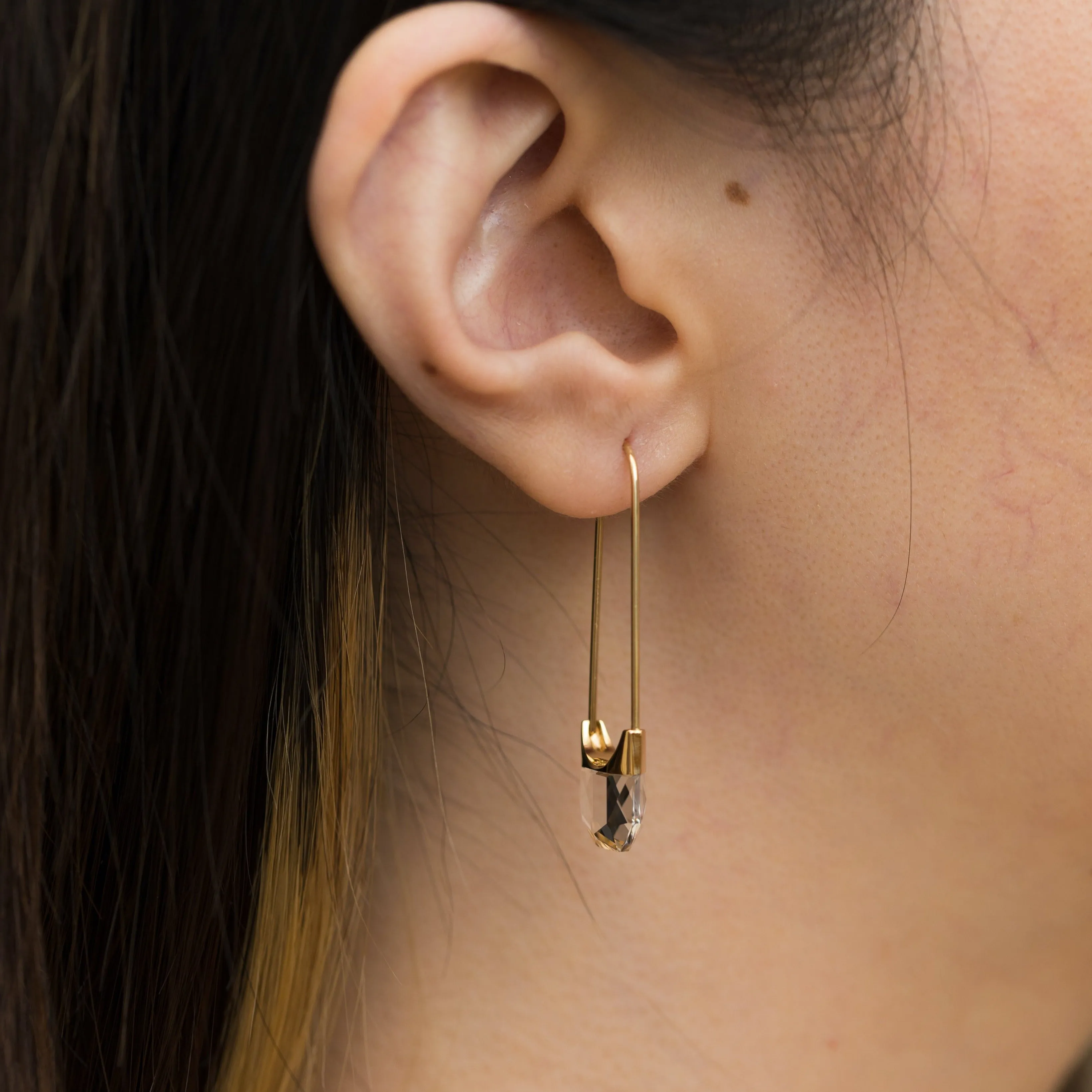 Drop hexagon quartz earring