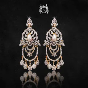 Earrings in Pearls and Zircons