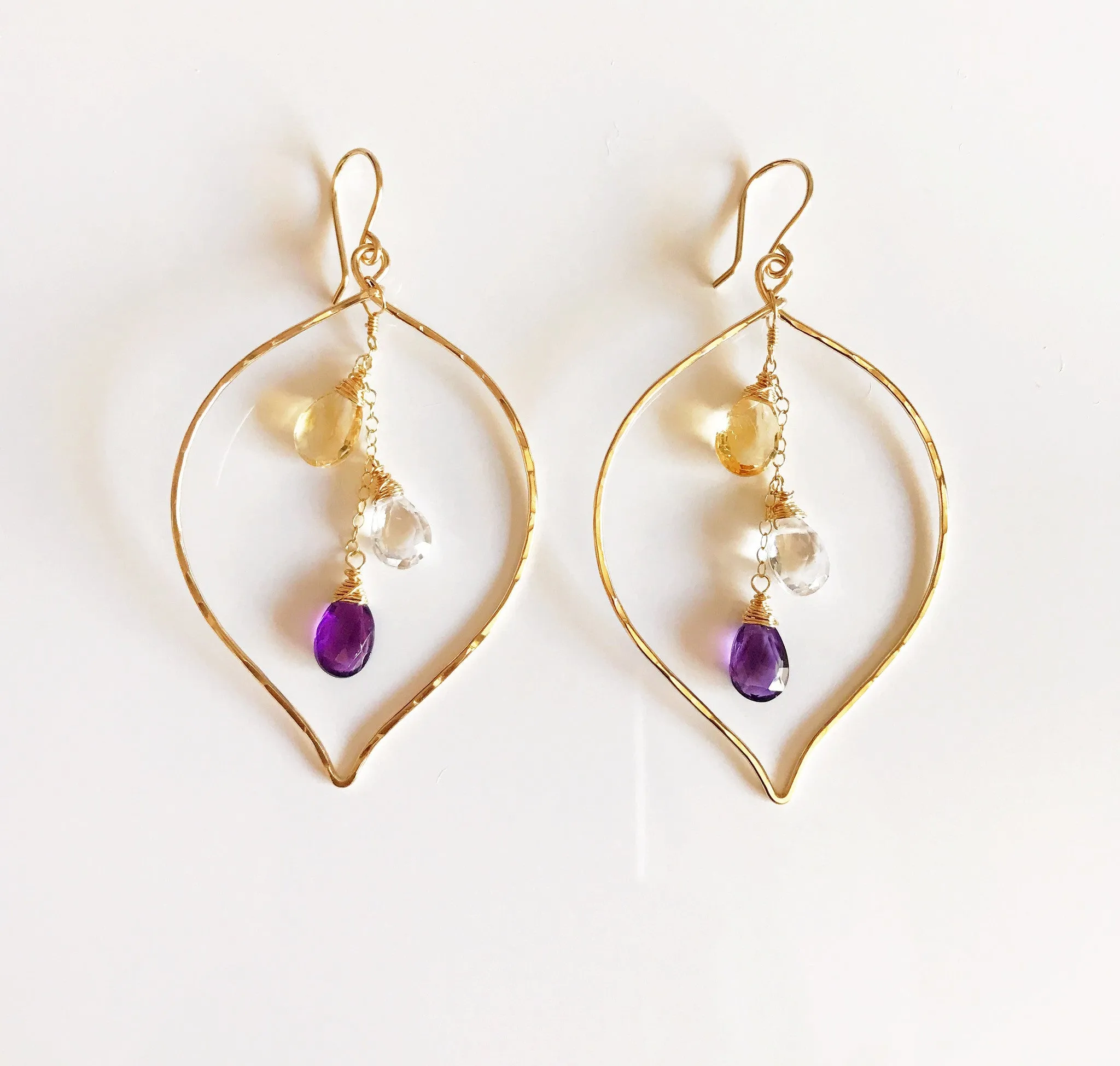 Earrings Yuri - amethyst/crystal quartz/citrine  (E103)