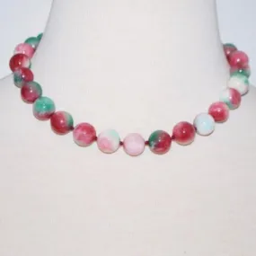 Elegant Green And Red Jade Necklace