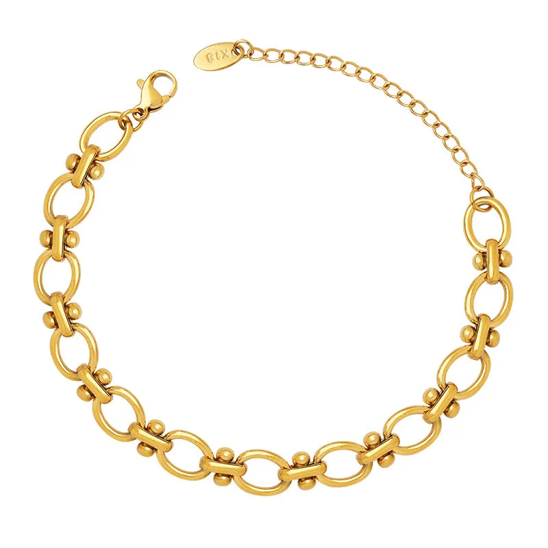 Elegant Titanium Steel Gold Chain Bracelet Set