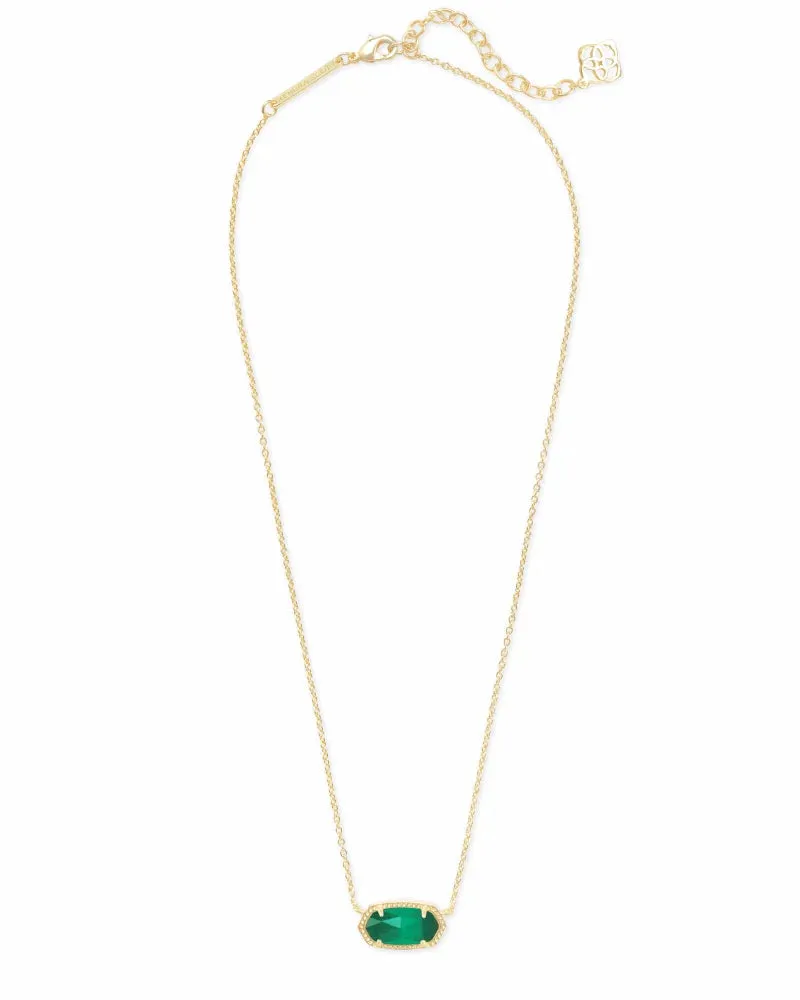 Elisa Gold Pendant Necklace in Emerald Cat's Eye by Kendra Scott