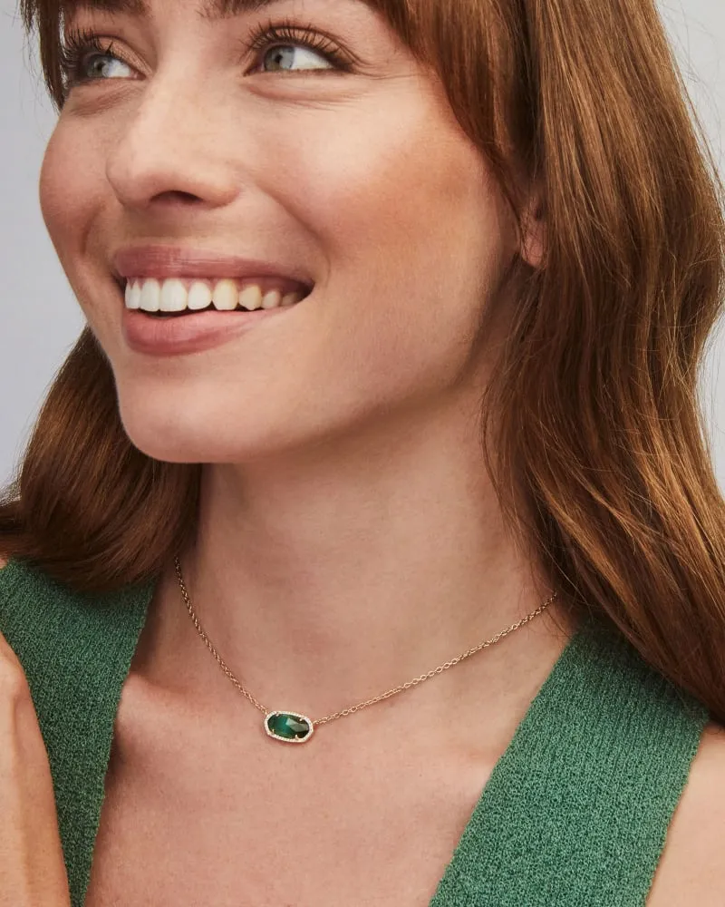 Elisa Gold Pendant Necklace in Emerald Cat's Eye by Kendra Scott