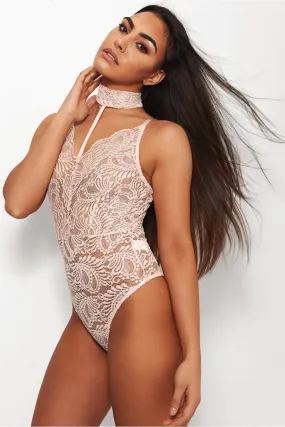 Elisha Nude Choker Lace Bodysuit